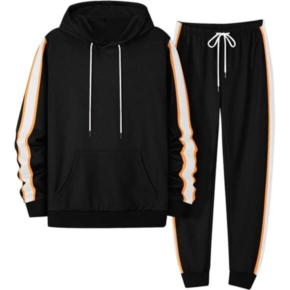 Men's 2 Piece Outfits Hoodie Sweatshirt Elastic Waist Joggers Sweatpants